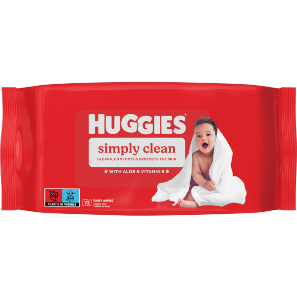 Фото - Серветки вологі для дітей Huggies Simply Clean, 72 шт. (5029053582238)