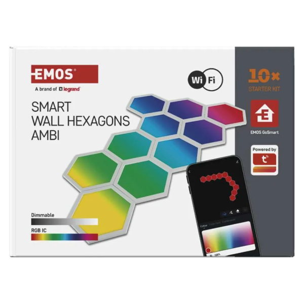Фото - Світлодіодний світильник EMOS ZIW22AR HEXAGON 10 частин, 19 Вт, RGBIC, WIFI