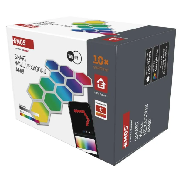 Фото - Світлодіодний світильник EMOS ZIW22AR HEXAGON 10 частин, 19 Вт, RGBIC, WIFI