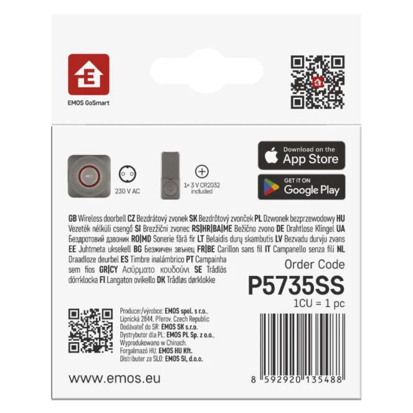 Фото - Бездротовий дверний дзвінок EMOS Розумний P5735SS WIFI