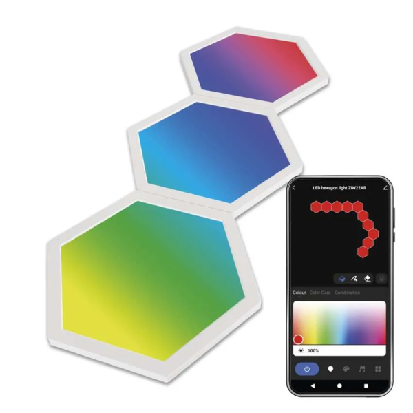 Фото - Светодиодный светильник EMOS ZIW223R HEXAGON 3 части, 1.8 Вт, RGBIC, WIFI