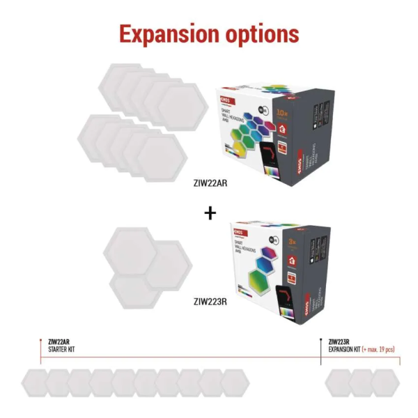 Фото - Светодиодный светильник EMOS ZIW223R HEXAGON 3 части, 1.8 Вт, RGBIC, WIFI