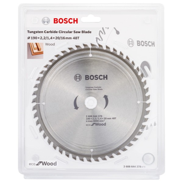 Фото - Диск алмазний Bosch Eco for Wood 190x2.2x20-48T (2.608.644.378)