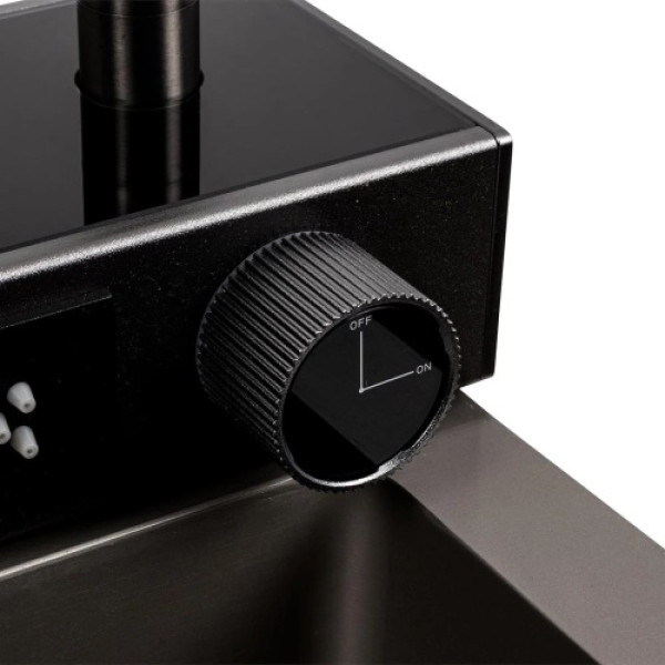 Фото - Мийка кухонна Platinum 75x46D PVD сіра Handmade "ВОДОСПАД"