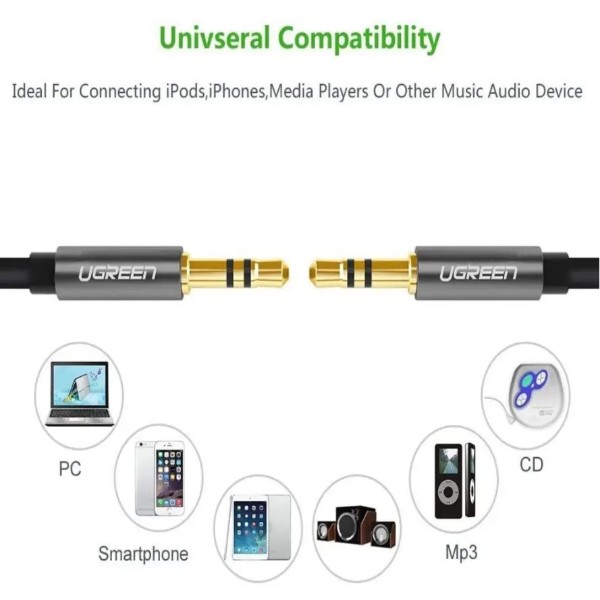 Фото - Кабель 3.5 мм - 3.5 мм UGREEN AV119 3.5mm Male to 3.5mm Male Cable 0.5m Black (10732)