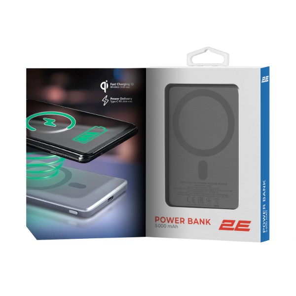 Фото - Батарея мобильная 2E Slim Wireless QI 5000мА/год Silver (2E-PB0515-GREY)