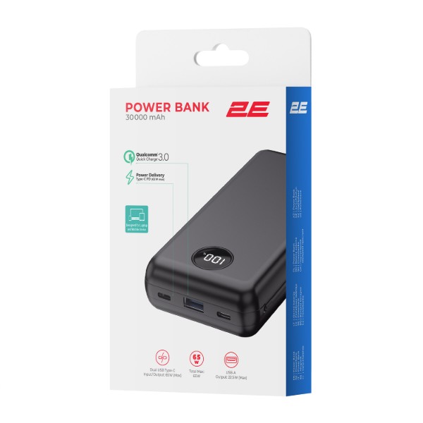 Фото - Батарея мобільна 2E 30000mAh 65Вт, PD, QC Black (2E-PB3009-BLACK)