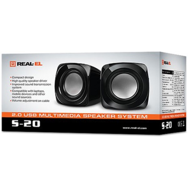 Фото - Комп'ютерна акустика компактна 2.0 REAL-EL S-20 Black