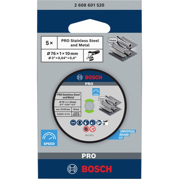 Фото - Круг відрізний по металу Bosch Expert for Inox 76х10х1мм 5 шт. (2.608.601.520)