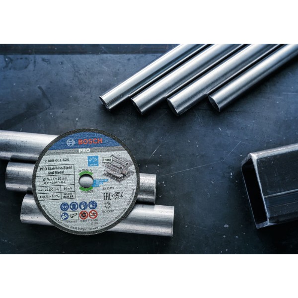 Фото - Круг відрізний по металу Bosch Expert for Inox 76х10х1мм 5 шт. (2.608.601.520)