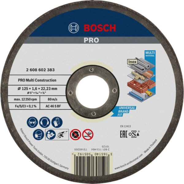 Фото - Круг відрізний по металу Bosch Multi Construction 125х1.6мм (2.608.602.383)