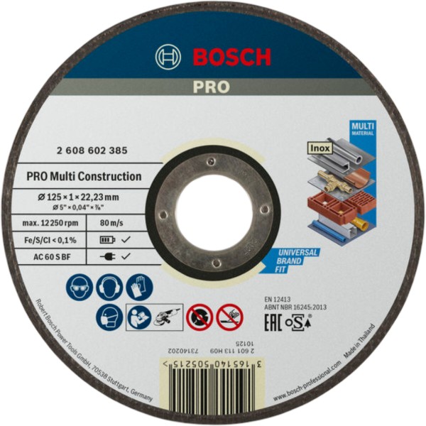 Фото - Круг відрізний по металу Bosch Rapido Multi Construction 125x1мм (2.608.602.385)