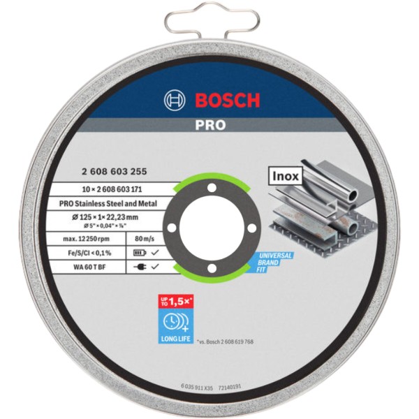 Фото - Круг відрізний по металу Bosch Professional Stand 125х1.0х22.2 мм, 10 шт. (2.608.603.255)