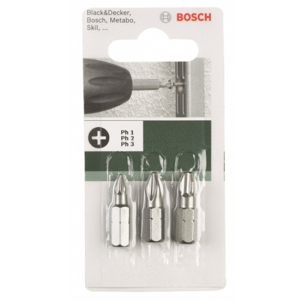 Фото - Бита для отвертки Bosch PH1, PH2, PH3 25 мм (2.609.255.964)
