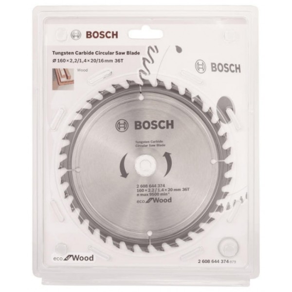 Фото - Диск алмазний Bosch Eco for Wood 160x2.2x20-36T (2.608.644.374)