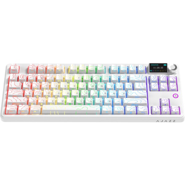 Фото - Клавіатура бездротова ігрова Ajazz AK870 V2 Side Contour White (AK870-V2-S-W)