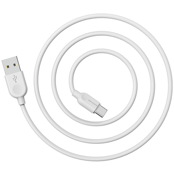 Фото - Кабель синхронізації даних BOROFONE BX14 USB to Type-C 2.4A, 1m White (6957531089995)