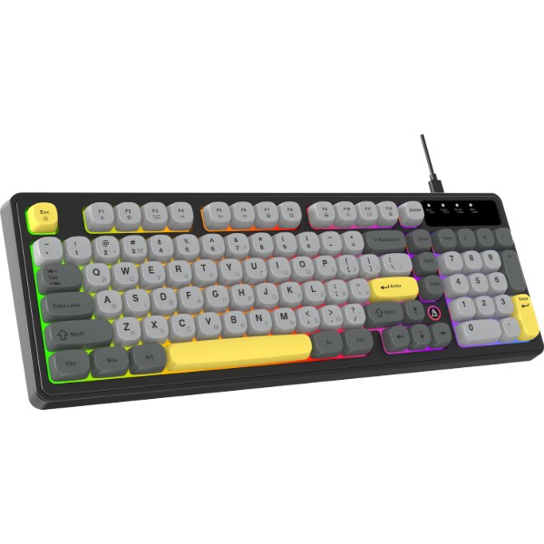 Фото - Клавиатура проводная игровая Ajazz AF98 Black Gray Yellow (AF98-BGY)