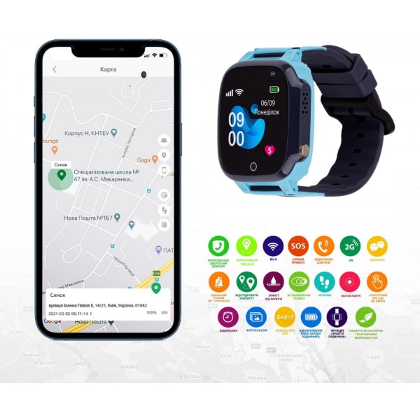 Фото - Дитячий годинник AmiGo GO008 Milky GPS WIFI Blue