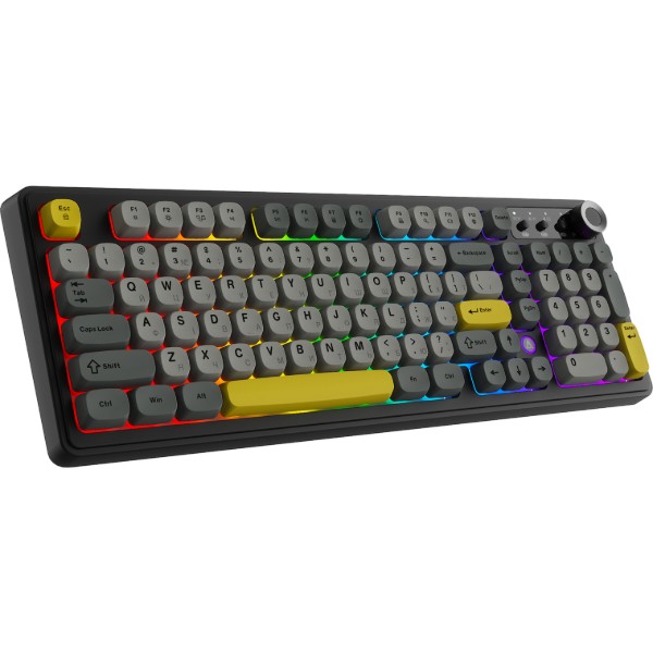 Фото - Клавиатура беспроводная игровая Ajazz AF98 PLUS Black Gray Yellow (AF98-PLUS-BGY)