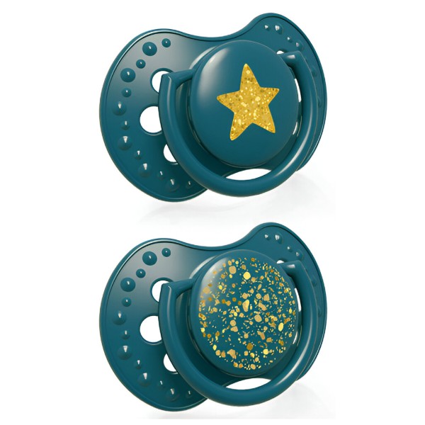 Фото - Симетрична пустушка Lovi Stardust 3-6 міс 2 шт. зелена (22/893_green)