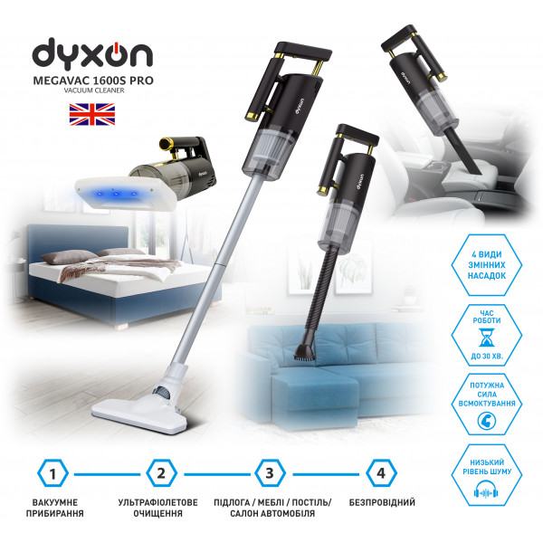 Фото - Пылесос ручной для дома Dyxon MEGAVAC 1600S PRO Vacuum Cleaner Black (DXNVCMGVC1600SPB)