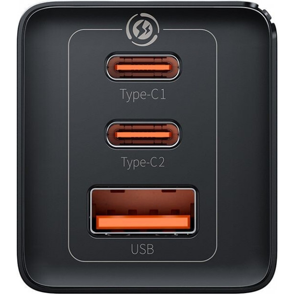 Фото - Мережевий зарядний пристрій Baseus 65W GaN5 Pro 2C+U (CCGP120201) Black