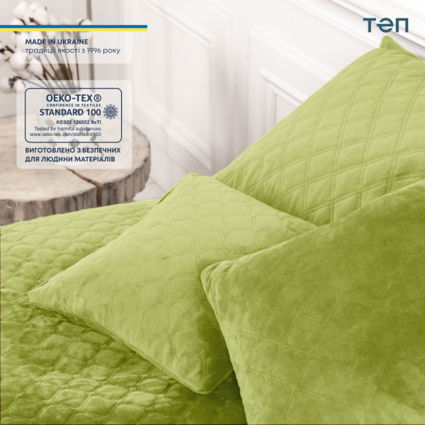 Фото - Покривало двоспальне ТЕП Velour 220х240 см Салатовий/Ромб круглий (4-00517_22448)