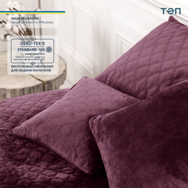 Фото - Покрывало полуторное ТЕП Velour 150х210 см Бордо/Ромб круглый (4-00515_22868)