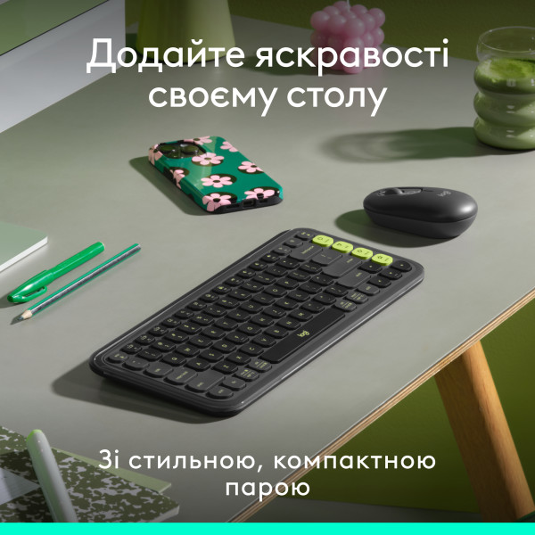 Фото - Клавіатура + миша бездротова Logitech POP Icon COMBO Graphite UKR (920-013156)