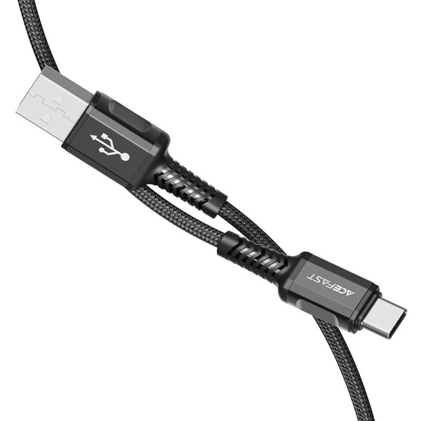 Фото - Кабель AceFast C1-04 USB to Type-C 3A, 1.2m Black (6974316280545)