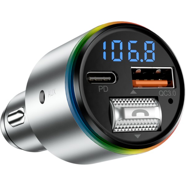 Фото - FM модулятор Proove Launcher Power Drive 30W (PD+QC3.0) Type-C+USB+AUX Silver (FMPD30110006)