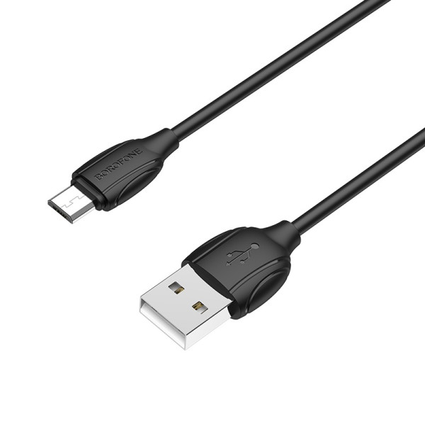Фото - Кабель синхронізації даних BOROFONE BX19 USB to Micro 2.4A 1m Black (6931474701770)