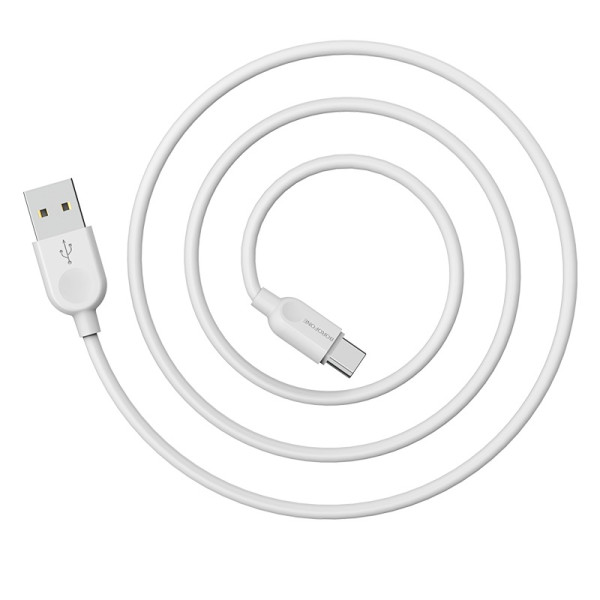 Фото - Кабель синхронізації даних BOROFONE BX14 USB to Type-C 2.4A 3m White (6957531090397)