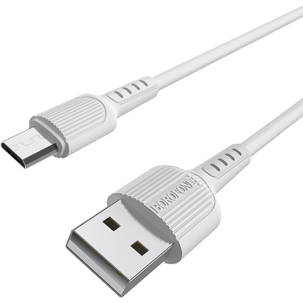 Фото - Кабель синхронізації даних BOROFONE BX16 USB to Micro 2A, 1m White (6957531099482)