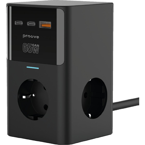 Фото - Мережевий зарядний пристрій Proove Power Cube 65W (3xAC + 2xType-C + 1xUSB) 1.5m black (PSPC36801201)