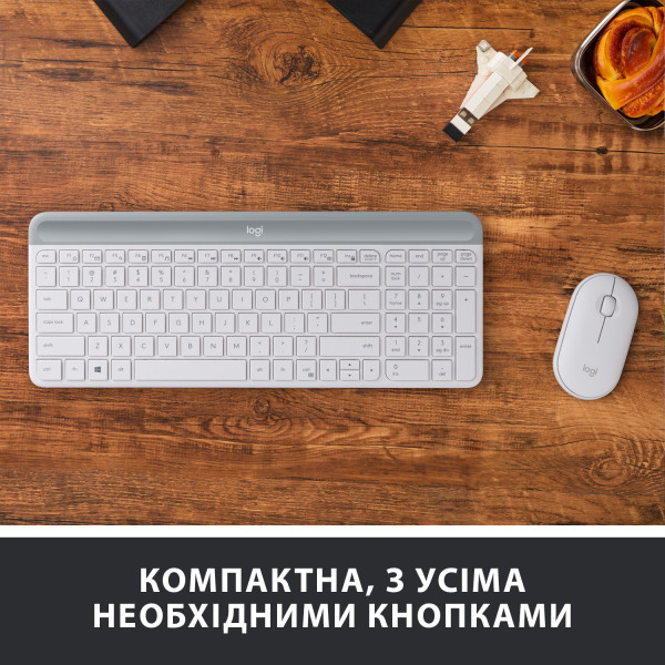 Фото - Клавиатура+мышь беспроводная Logitech MK470 Slim Wireless White UA (920-009205)