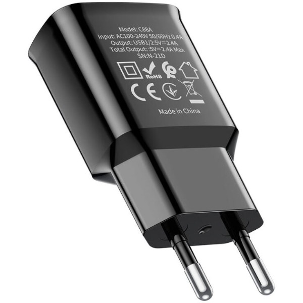 Фото - Мережевий зарядний пристрій HOCO C88A 12W Black (6931474749482)
