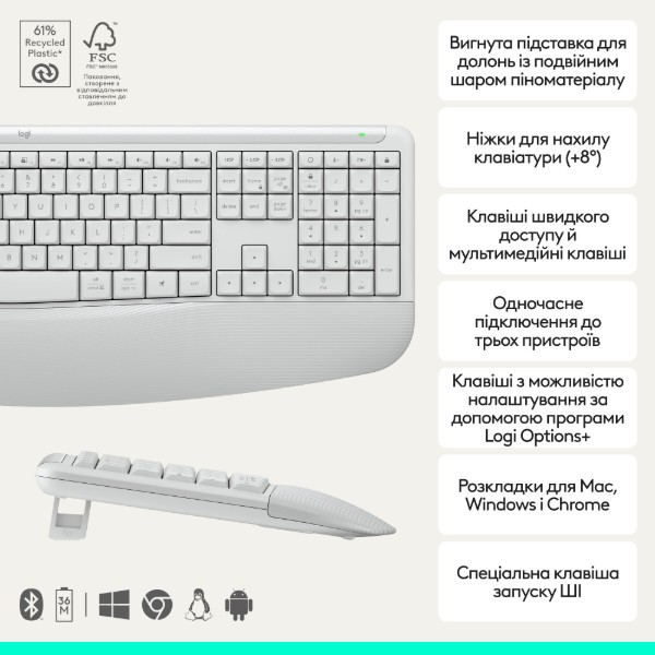 Фото - Клавиатура+мышь беспроводная Logitech Signature Comfort Plus MK880 Off-White (920-014033)