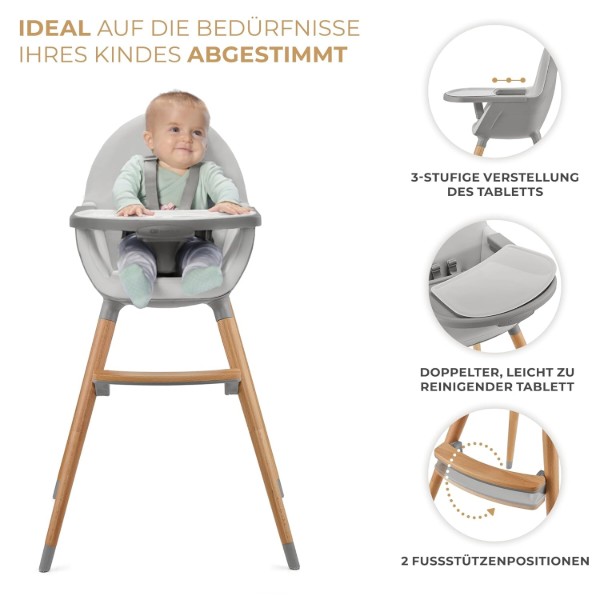 Фото - Стільчик для годування трансформер Kinderkraft Fini 2 Grey (KHFINI02GRY0000)