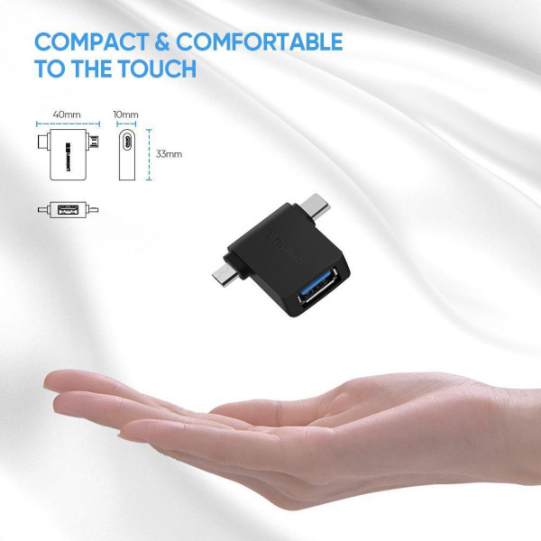 Фото - Перехідник UGREEN 2 in 1 Adapter microUSB Male + USB Type-C Male to USB 3.0 Female OTG Black (30453)