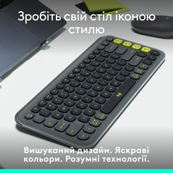Фото - Уцінка - Клавіатура бездротова Logitech POP Icon Keys Graphite UKR (920-013157)