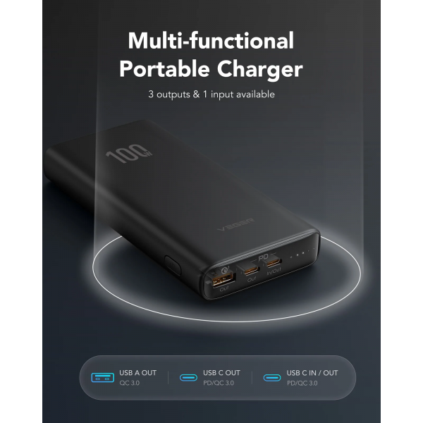 Фото - Батарея мобильная Veger T100 20000mAh 100W Black (W2032C-100)