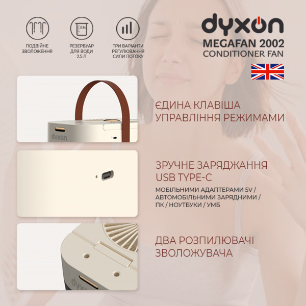 Фото - Вентилятор настільний Dyxon MEGAFAN 2002 White (DXNFNMGFN2002W)