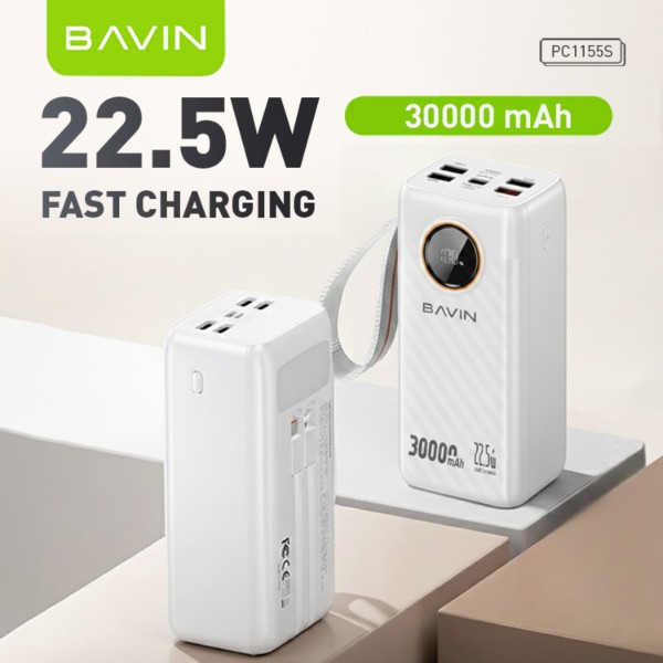 Фото - Батарея мобільна Bavin PC1155S 30000 mAh FAST CHARGING 22.5W White (Y-PC1155S-WH)