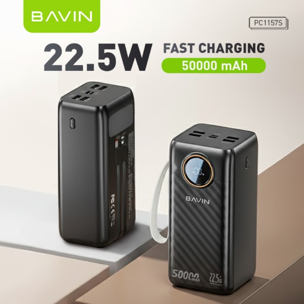 Фото - Батарея мобильная Bavin PC1157S 50000 mAh FAST CHARGING 22.5W Black (Y-PC1157S-BK)