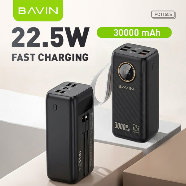 Фото - Батарея мобильная Bavin PC1155S 30000 mAh FAST CHARGING 22.5W Black (Y-PC1155S-BK)