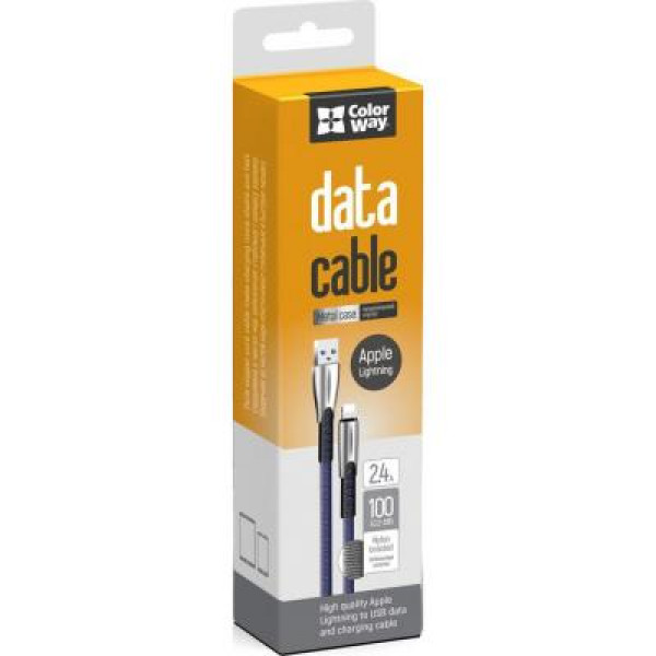 Фото - Кабель Colorway USB 2.0 AM to Lightning 1.0m Zinc Alloy Blue (CW-CBUL010-BL)