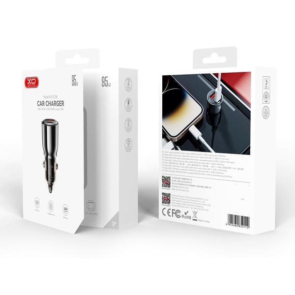 Фото - Автомобільний зарядний пристрій XO CC58 95W Car Charger Type-C PD 65W + USB-A 30W (CC58_Tarnish)