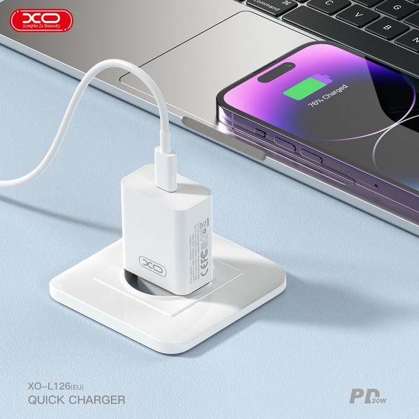 Фото - Сетевое зарядное устройство XO L126 - 20W PD Single port USB-C (L126_White)